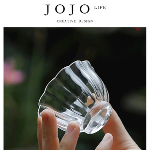 PD.紫泉涧.高硼硅玻璃镜花品茗杯耐高温通透 渔樵 JOJO