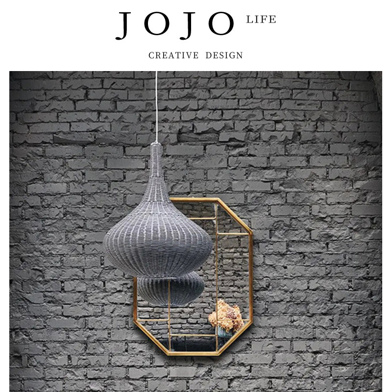 JOJO'S L. PD.country.水滴形吊灯餐厅侘寂风灯具复古藤编灯|泉乡 - 实物图