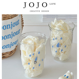 JOJO'S L. PD.Very.自制复古小清新ins玻璃杯蓝色雨滴和雨 | 很松