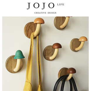 PD.sided.创意木质蘑菇衣帽挂钩免打孔挂衣钩 片面 JOJO