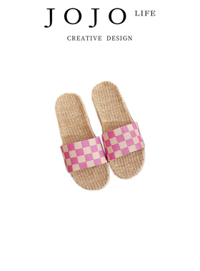 JOJO'S L. PD.prevention. 亚麻拖鞋夏季家用情侣厚底防滑 | 防火