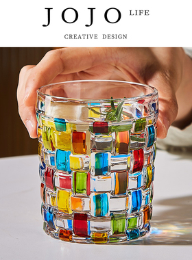 JOJO'S L.PD.Collision.ins彩绘编织玻璃杯七彩色家居 | 竹编