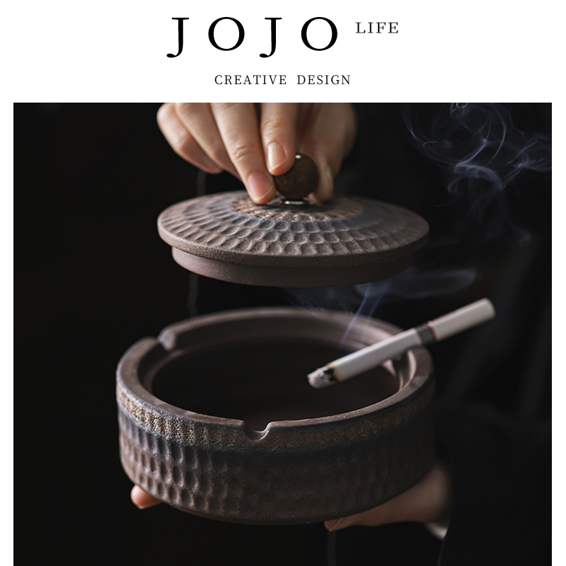 JOJO'S L. PD.紫泉涧.烟灰缸鎏金粗陶复古手工日式古早摆件 |讽持