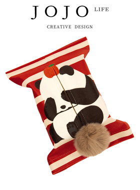 JOJO'S L. PD.Ruoqi.熊猫红色挂式布艺车用纸巾袋收纳袋 | 若琪