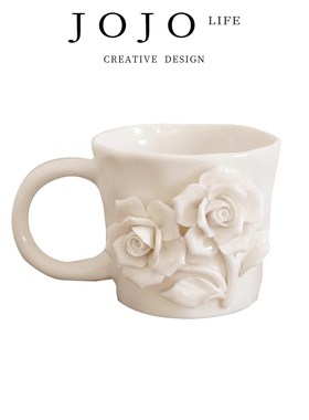 JOJO'S L. PD.Mustard·杯具手捏玫瑰立体花卉陶瓷咖啡杯 | 芥夏