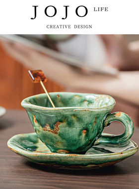 JOJO'S L. PD.Alkal.复古手工粗陶咖啡杯做旧冰裂陶瓷杯  |  碱栅