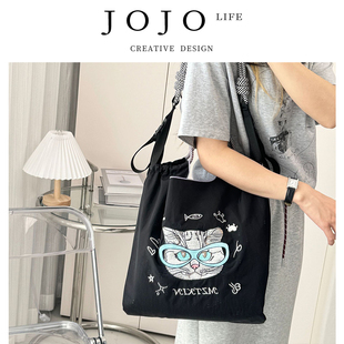 PD.late.春夏可爱环保刺绣购物袋大容量手提 顿迟 JOJO