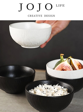 JOJO'S L. PD.confess.日式高级感岩石纹创意黑白陶瓷碗家用|拜忏