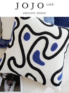 JOJO'S L. PD.plan.蓝色轻奢高级轻奢抱枕套ins床头靠垫| 洽谋