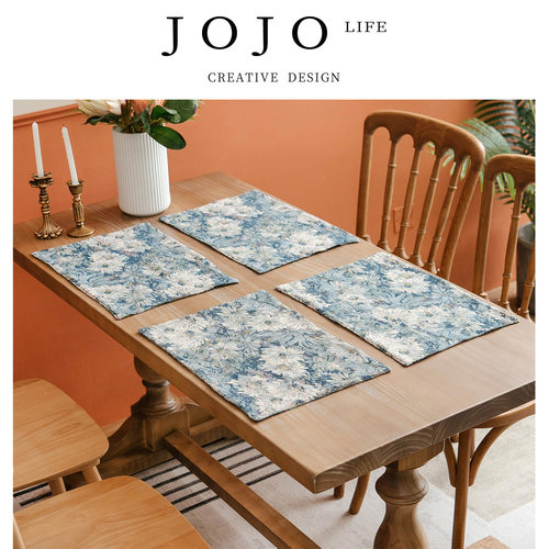 JOJO'SLIFEPD餐垫蓝色提花布艺