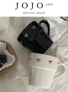 JOJO'S L. PD.more.唯美简约线条蝴蝶结马克杯 小众设计 |取多