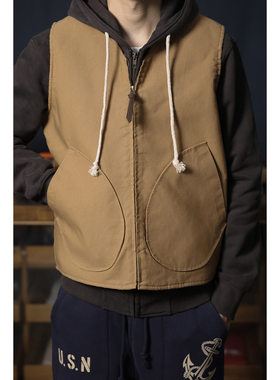 USN Deck Vest 海军甲板背心 美式休闲复古加绒保暖拉链羊毛马甲