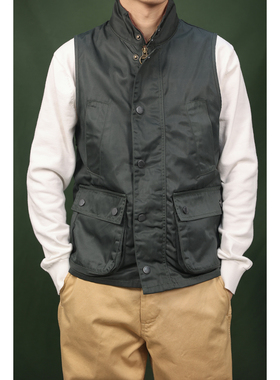 Waxed Stand Collar Vest 复古灯芯绒立领多口袋涂层英式背心马甲