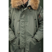 N3b 可拆卸貉子毛领 连帽棉服派克大衣飞行夹克 Parka 御寒中长款