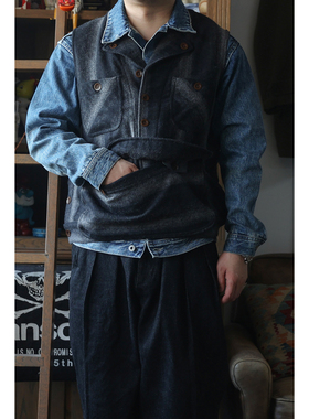 Secondorder FW24 Hunting Vest 复古侧开磨毛美式条纹猎装马甲