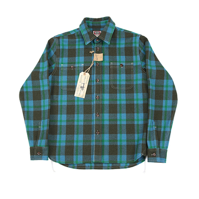 羊毛混纺日式复古格子长袖衬衫