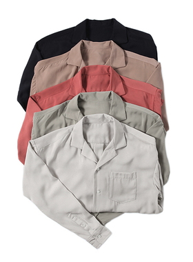 ANTI BACTERIAL 抗菌防臭 丝滑 古巴领oversize 日式宽松长袖衬衫