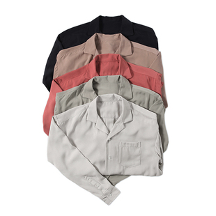 ANTI BACTERIAL 抗菌防臭 丝滑 古巴领oversize 日式宽松长袖衬衫