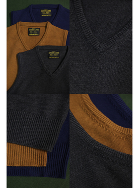 Knitted Vest 常青藤学院纯色羊毛混纺针织打底背心 复古V领马甲