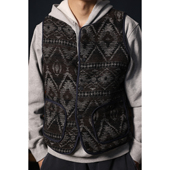 Vest 美式 休闲 Reversible 复古图腾 双面穿绗缝菱格夹棉马甲