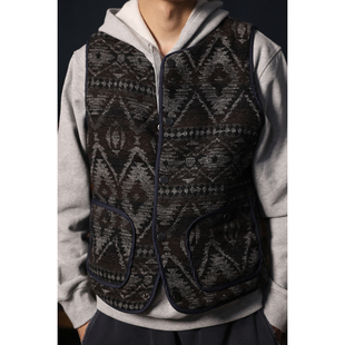 Reversible Vest 美式休闲 复古图腾 双面穿绗缝菱格夹棉马甲