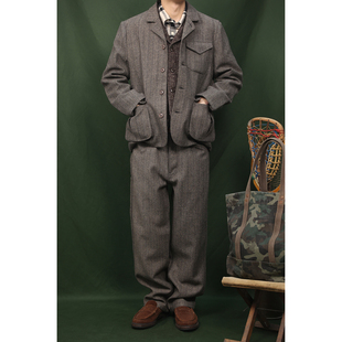 Suit 羊毛混纺休闲西装 猎装 复古人字纹 外套 JKT Wool