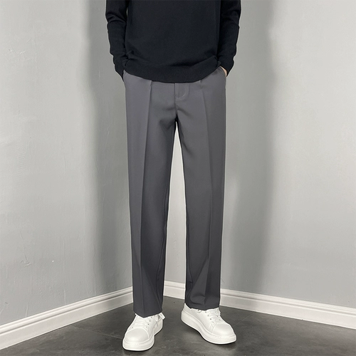 Демисезонный трендовый костюм, штаны, в корейском стиле, свободный прямой крой