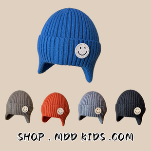 复古风儿童帽子秋冬季针织护耳帽宝宝保暖防风套头帽男女童毛线帽