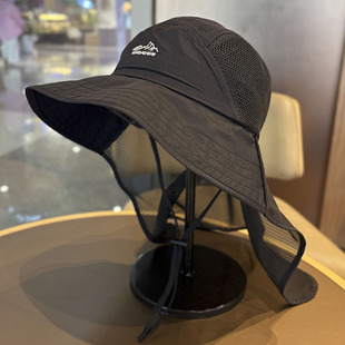 青少年儿童网眼渔夫帽中大童披肩大檐太阳帽男女童速干防晒遮阳帽