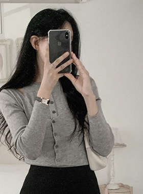 韩国直邮Secondesecon秋百搭时尚气质潮设计感V领针织衫假两件女