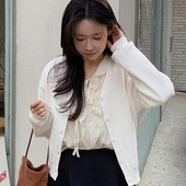 韩国代购 女 系扣针织开衫 直邮Fine thankyou春百搭简约通勤V领长袖