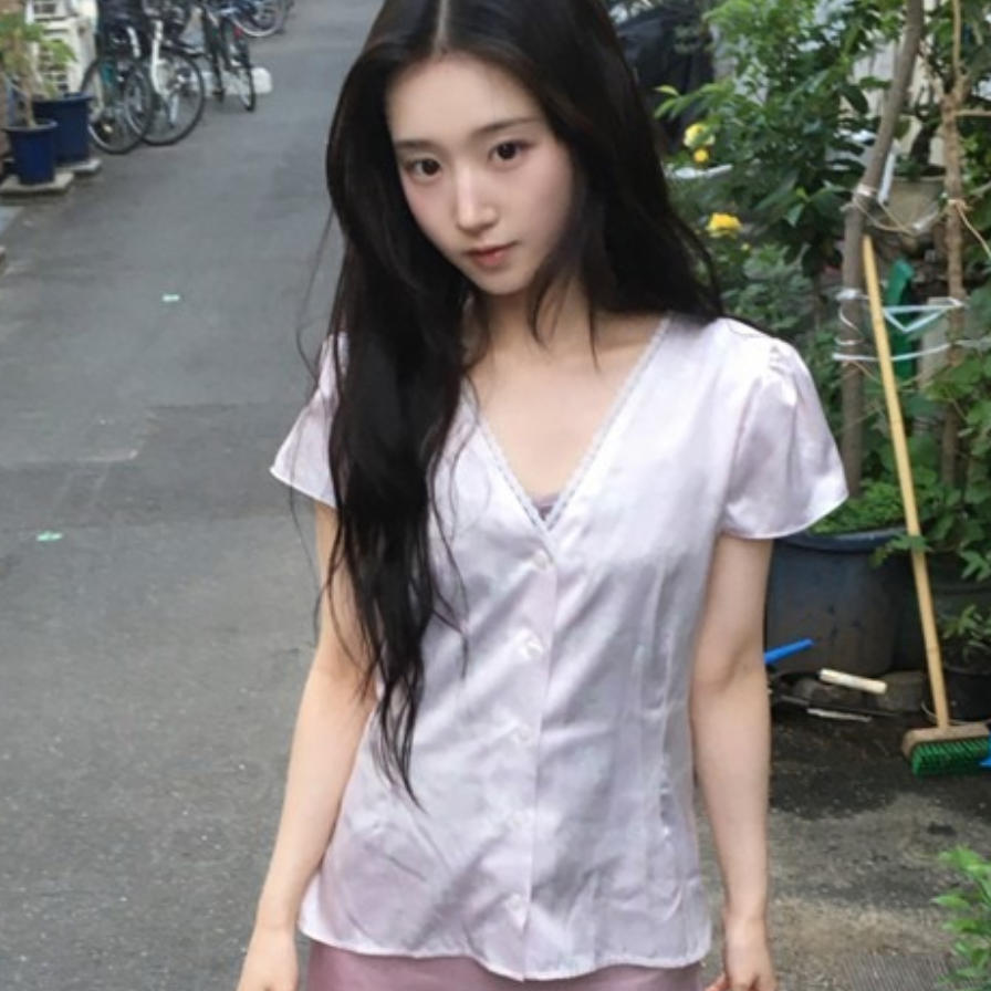 韩国代购直邮2026夏Daybin甜美风V领短袖衬衫收腰设计感温柔韩系