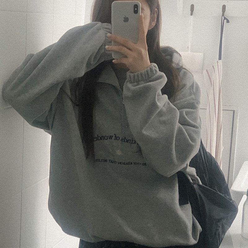 运动宽松日常连帽字母长袖卫衣