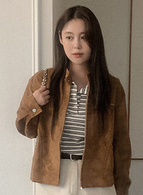 韩国直邮Heylady秋时尚气质百搭日常设计感立领宽松休闲夹克外套