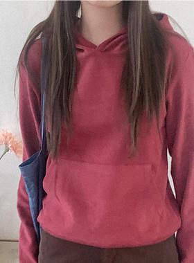 韩国代购直邮Heylady春通勤日常纯色简约显瘦百搭长袖连帽卫衣女