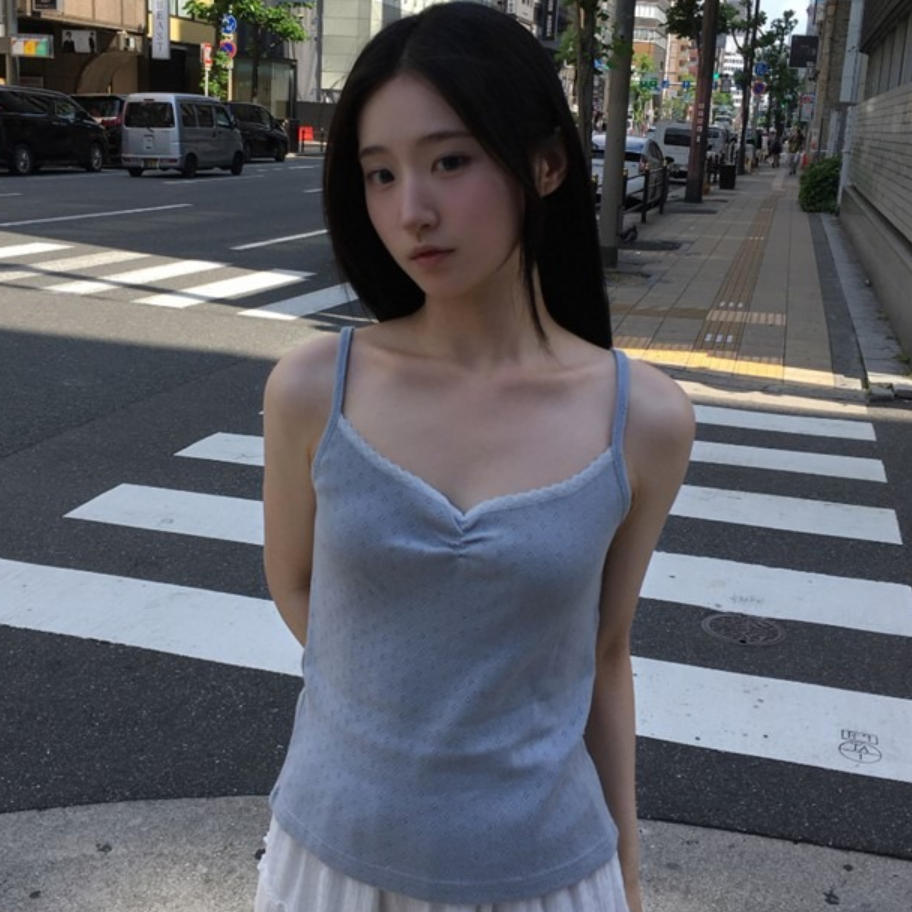 韩国代购直邮2026夏Daybin甜美少女风V领吊带温柔韩版修身显瘦