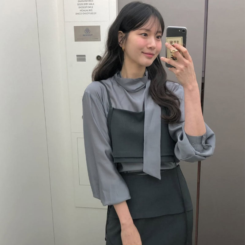 韩国代购直邮2026春温柔风韩系气质叠穿吊带背心时尚百搭通勤上衣