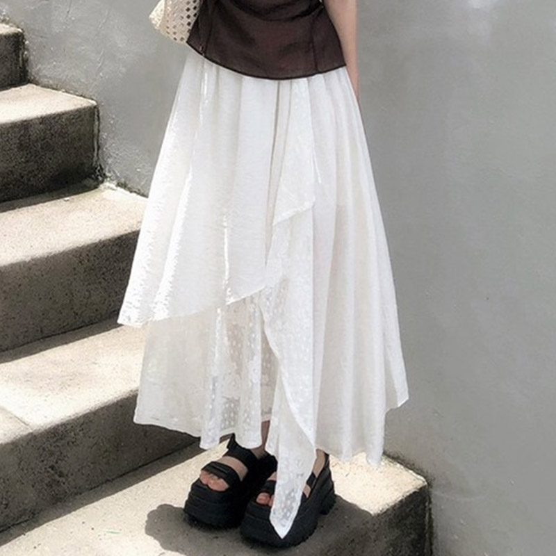 韩国代购直邮2026夏Vinvle小众设计感不规则半身裙女高腰少女长裙