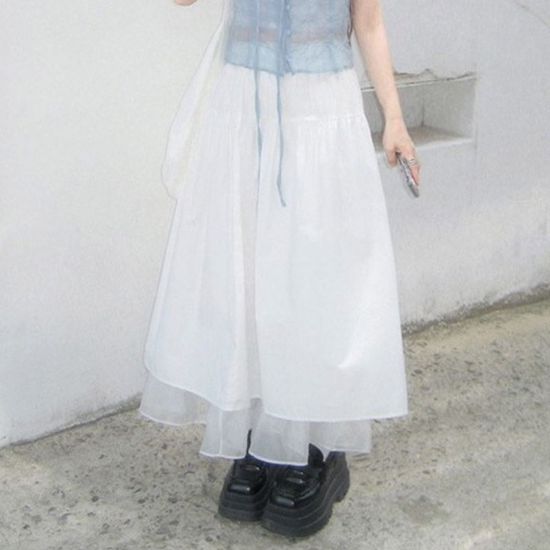 韩国代购直邮2026夏Vinvle甜美少女层叠中长款飘逸大摆仙女半身裙