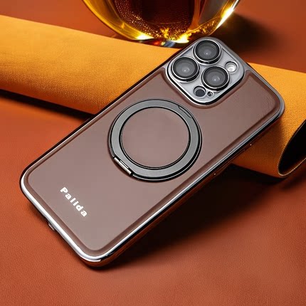 自带镜头膜旋转磁吸支架适用苹果16promax防指纹素皮手机壳iphone15全包防摔硬壳保护套14新款网红爆款13高级