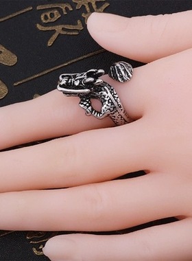 2025韩版时尚流行朋克风经典个性男戒 复古夸张龙头男士百搭戒指
