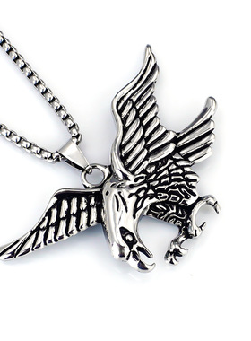 欧美跨境盒子链朋克嘻哈雄鹰男士个性配饰吊坠不锈钢项链批发