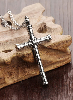 亚马逊外贸饰品复古龙鳞十字架项链欧美街头男士霸气吊坠配饰