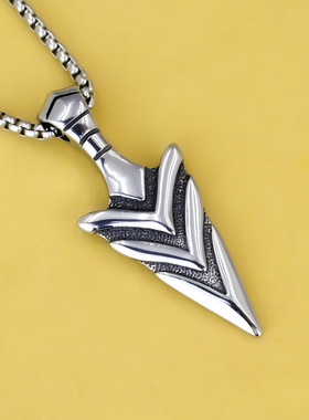 跨境欧美饰品批钛钢三角长矛吊坠不锈钢男式复古维京箭头项链