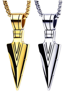 网红新款欧美个性矛头男士箭头不锈钢项链 小饰品批发 含配链