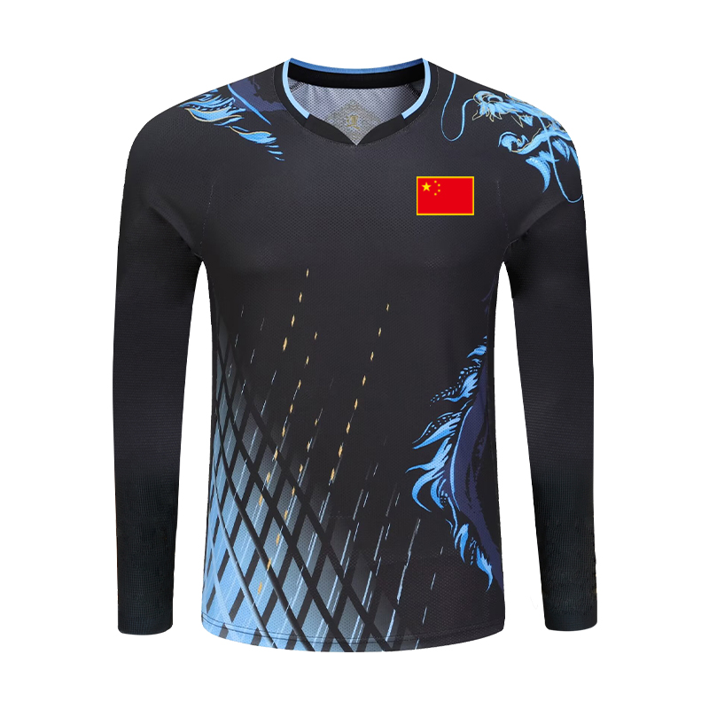 秋冬乒乓球服长袖长裤套装男女速干透气儿童羽毛球运动服定制印字