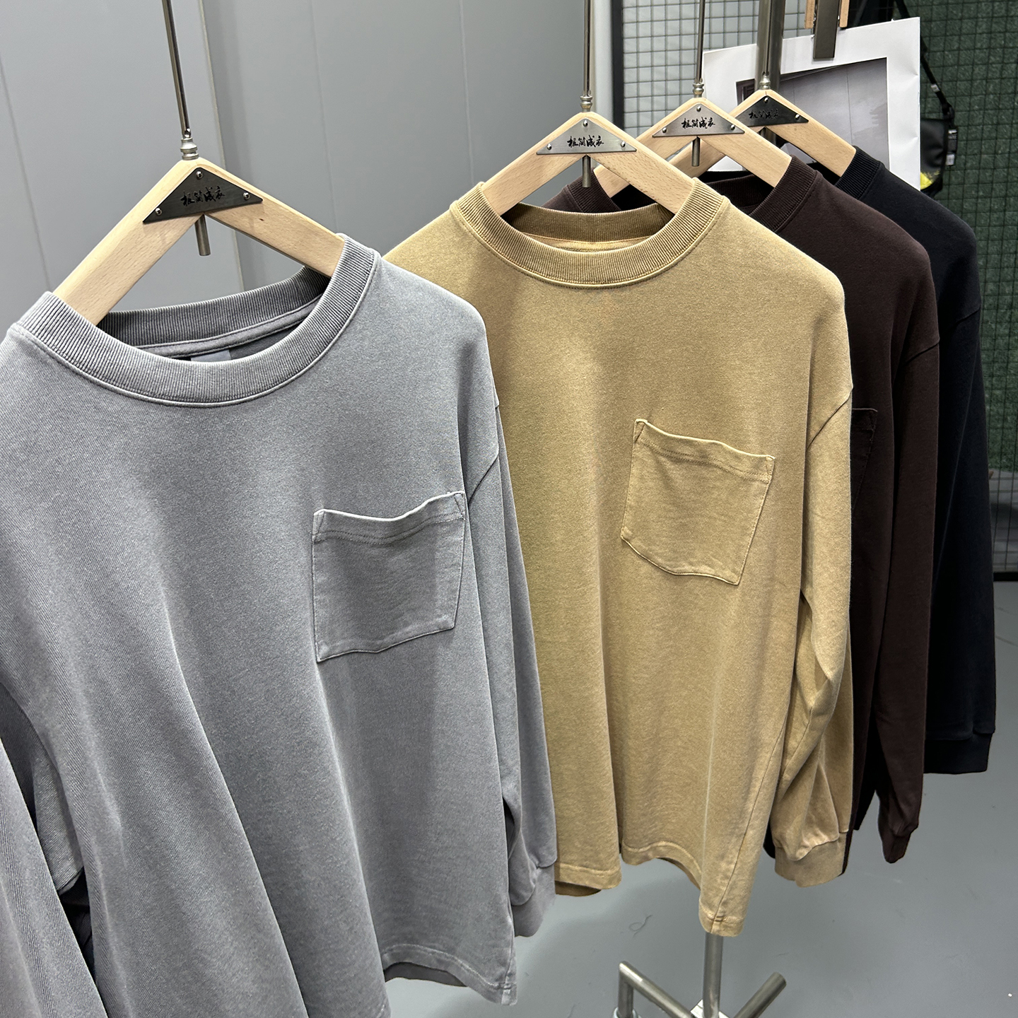 重磅300g美式复古纯棉长袖T恤