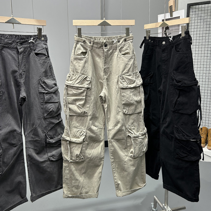 美式复古重工做旧炮弹多口袋工装裤男士宽松直筒伞兵长裤子休闲裤,男装,休闲裤,淘宝优惠券,粉丝福利购,淘宝优惠卷