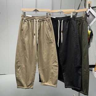 日常百搭宽松阔腿直筒布裤 精工品质 男士 型休闲裤 日系复古弯刀版