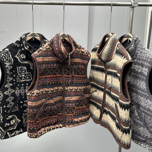 费尔岛复古防羊羔毛立领保暖马甲